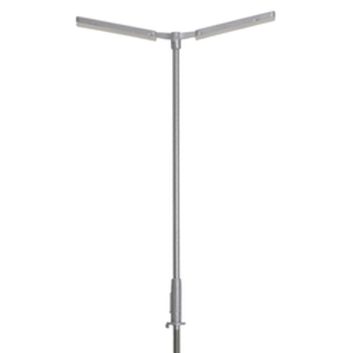 HO Double Arm Parking Lot Light Silver Cool White Led (3-Pac