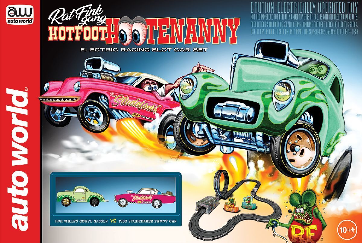 14.5' Rat Fink Gang Hotfoot Hootenanny Slot Race Set1953 Stu