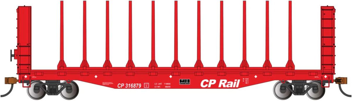 HO 52' Center-Beam Flatcar w/Bulkheads CP RAIL #316879
