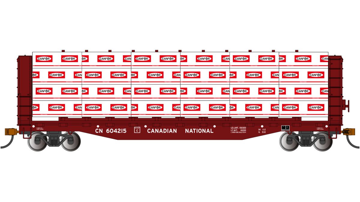 HO 52' Center-Beam Flatcar w/Bulkheads CN #60421