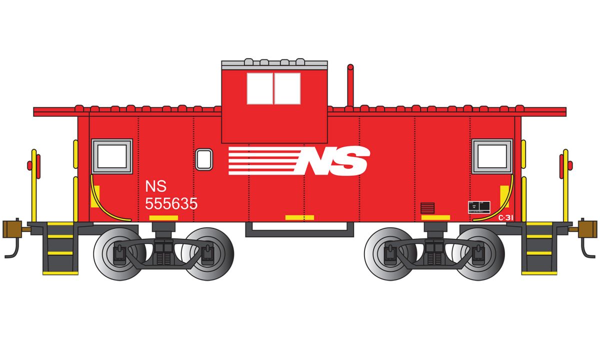 HO 36' Wide Vision Caboose NS #555635