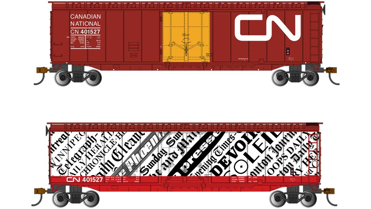 HO 50' PD Boxcar CN #401527 - (Newsprint)