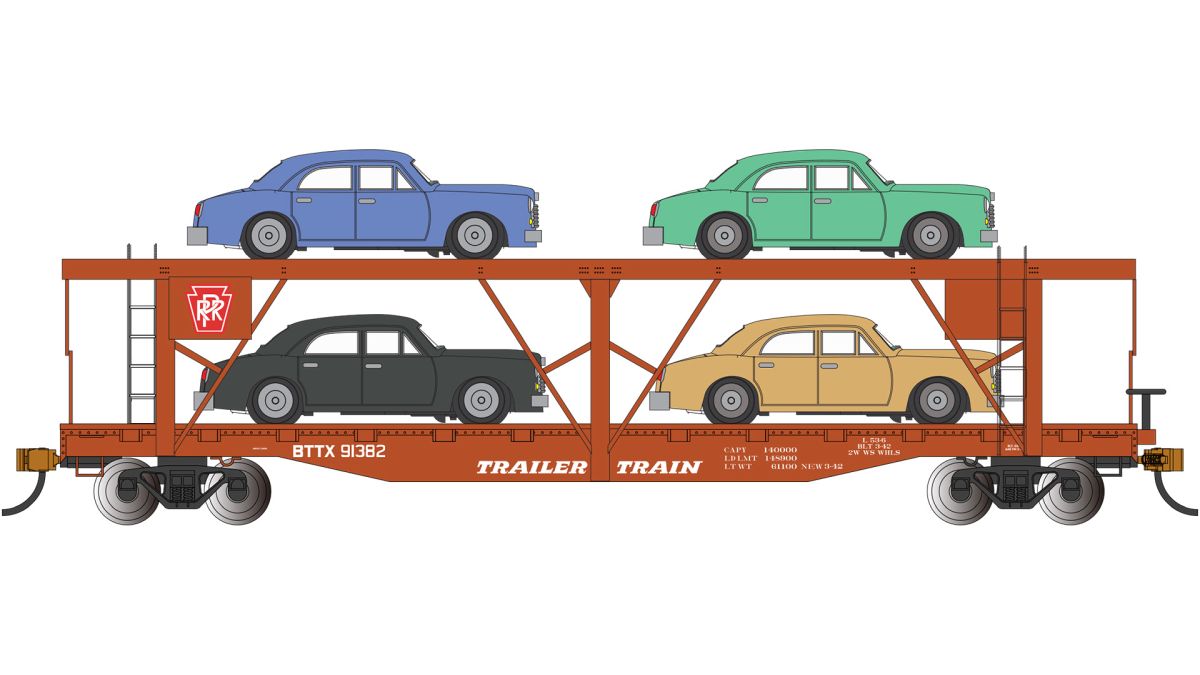 HO 52' Auto Carrier w/Sedan Load PRR #913832