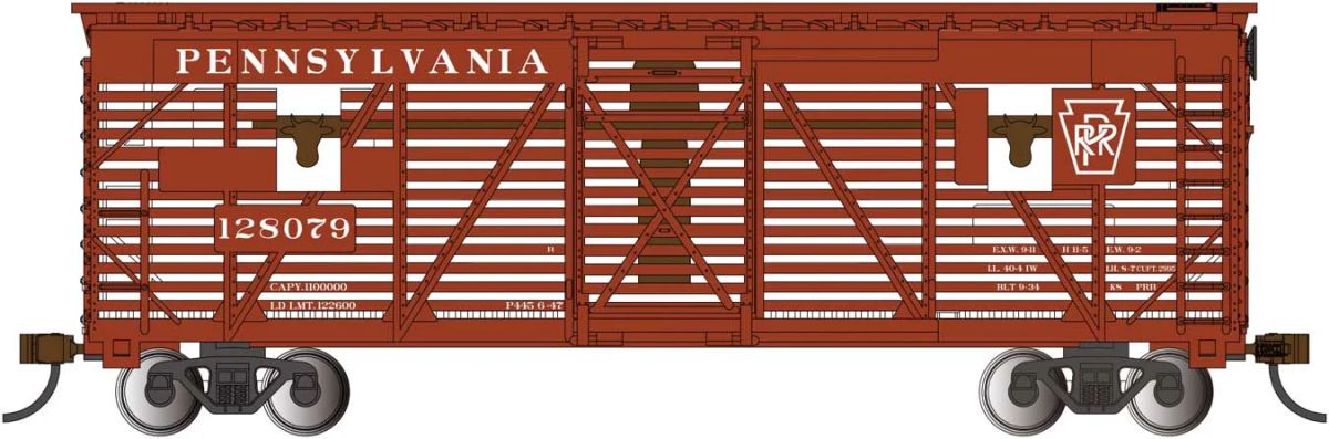 HO 40' Animated Stock Car w/Cattle PRR #128079