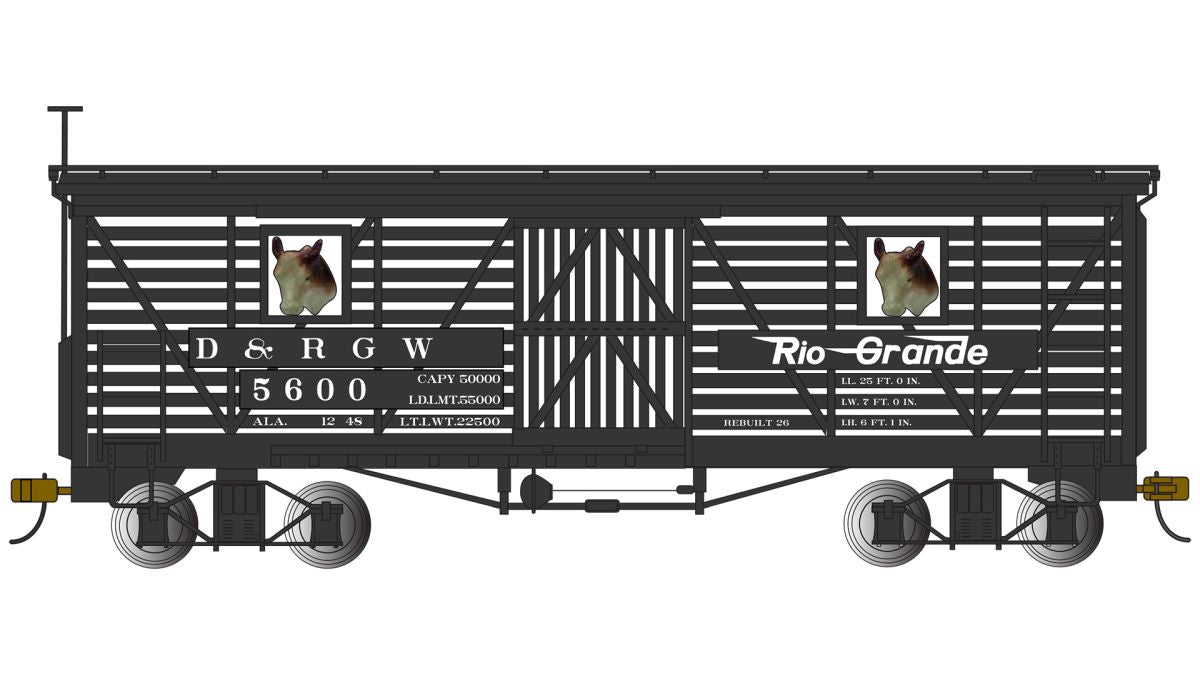 On30 Animated Stock Car D&RGW #5600 With Cattle