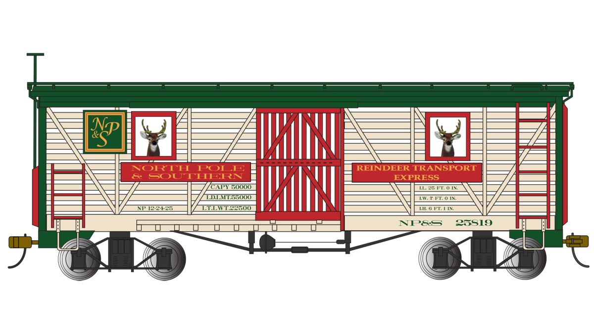 On30 Animated Stock Car Christmas - NP&S With Reindeer
