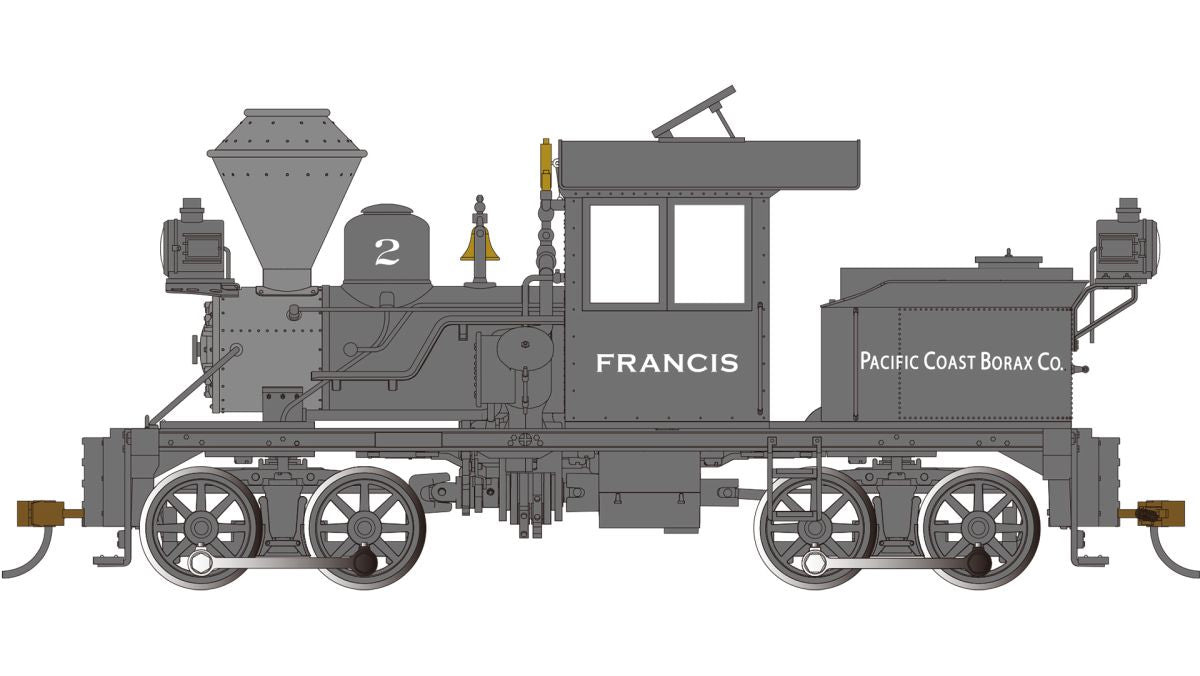 On30 Heisler Steam Loco Pacific Coast Boax Co. #2 Francis