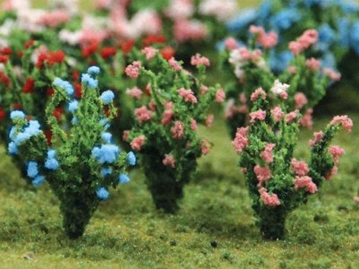 HO Flowering Bushes1 Pink & Blue/8/pk