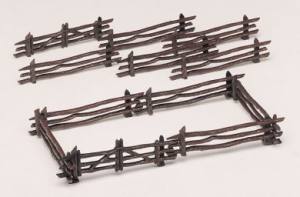 O Plasticville Rustic Fence/12pc