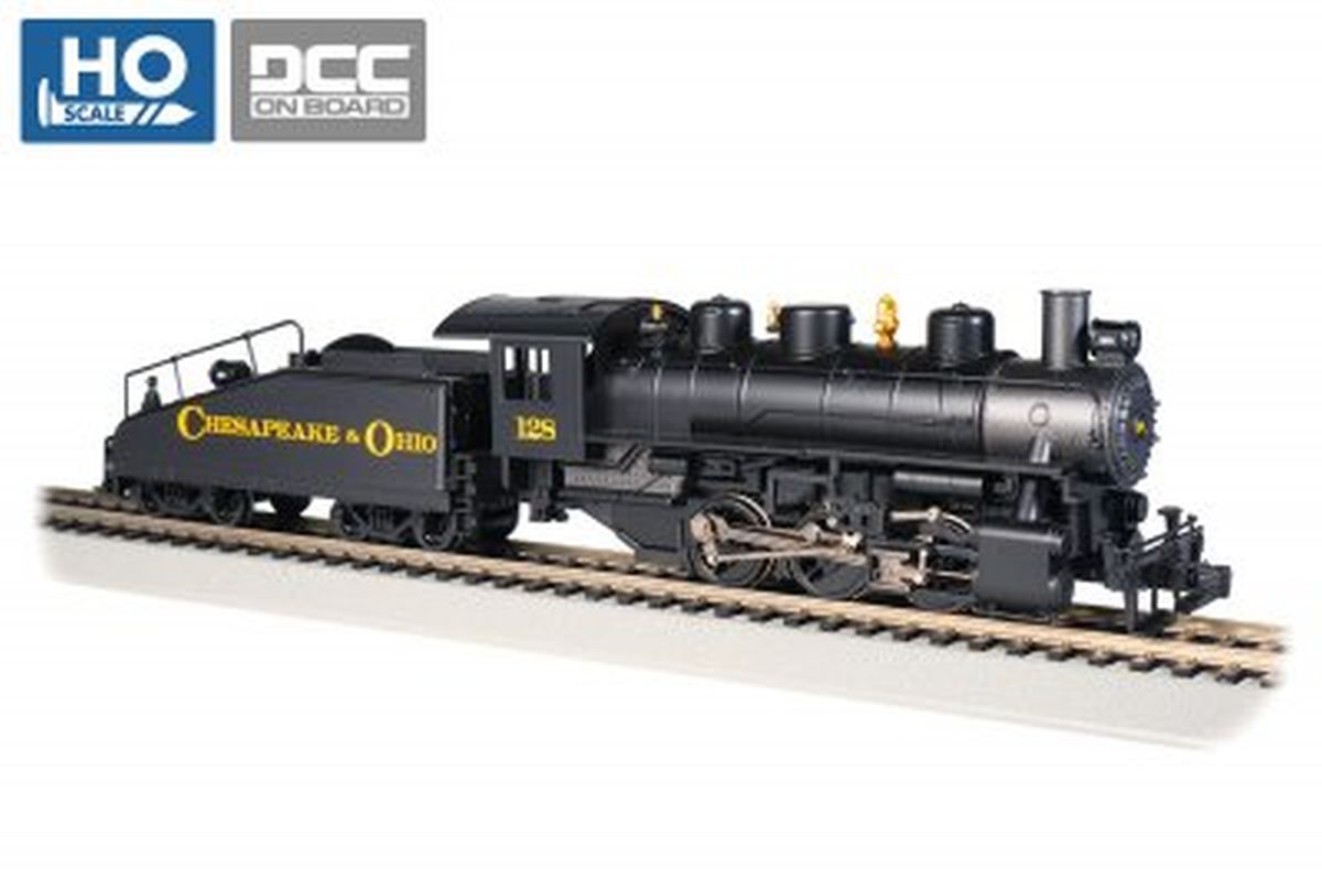 HO 0-6-0 Steam Loco C&O #128 w/Slope Tender/Smoke/DCC