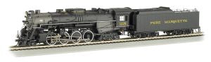 HO 2-8-4 Berkshire Steam Loco Pere Marquette #1225/DCC Sound