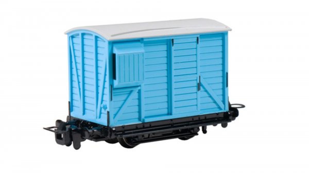 HO TTT Narrow Gauge Blue Brake Van (Runs on N Track)