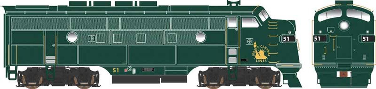 HO F3A PhII Diesel w/Sound CNJ #51/grn&gld