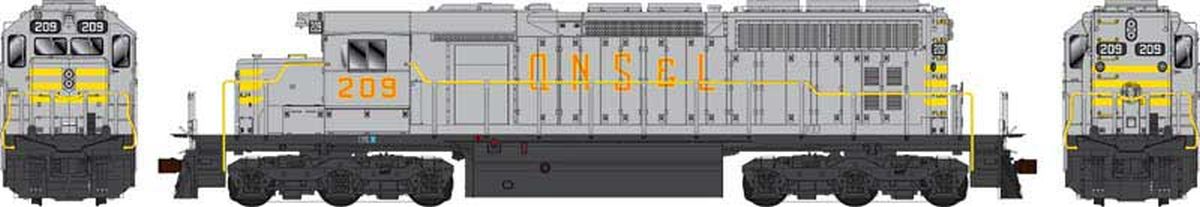 HO SD40 QNSL Gray w/Large yellow lettering Snow shields  #21