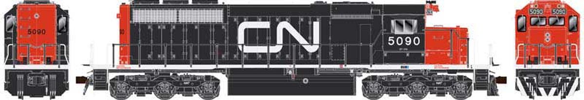 HO SD40 CN Black/Red Noodle Sch. Non Dynamic Snow shields No