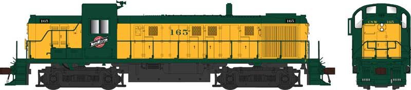 HO RS-3 Diesel CNW #165/yel&grn
