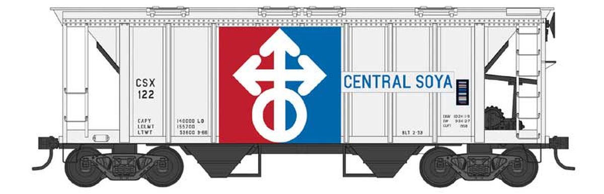 N 70 Ton Two Bay Covered Hopper Central Soya #122