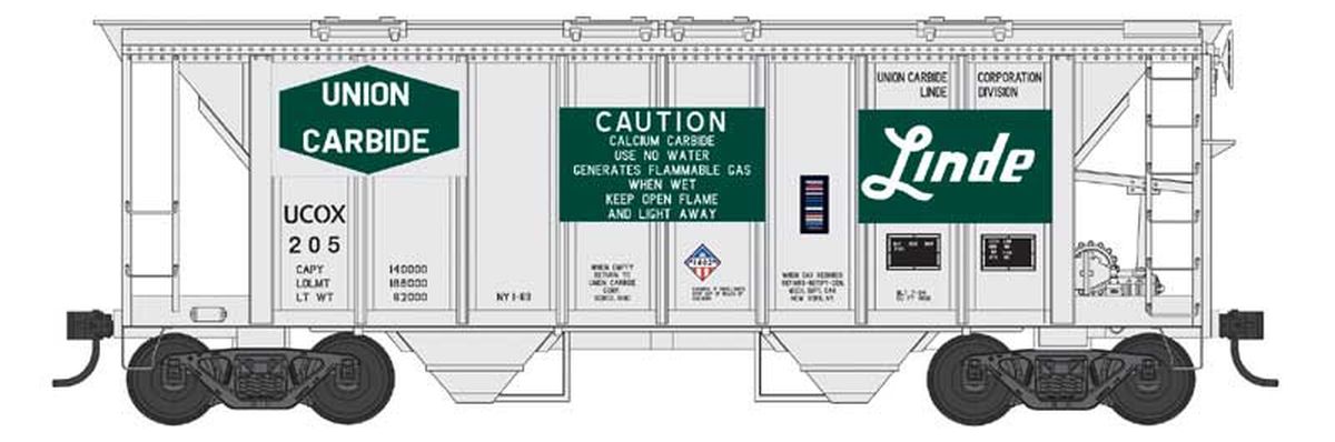N 70 Ton Two Bay Covered Hopper Union Carbide #209