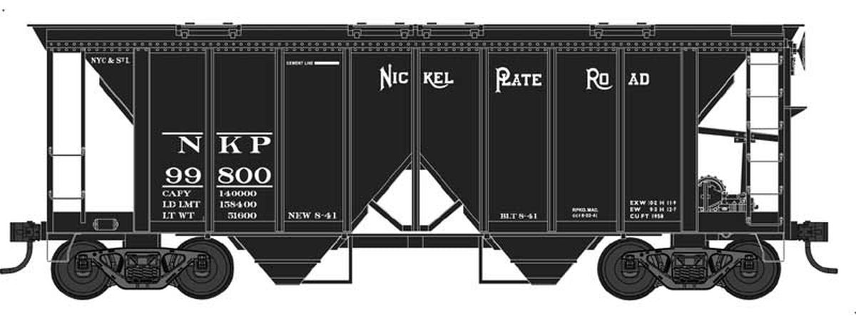N 70 Ton Two Bay Covered Hopper NKP Road #99802