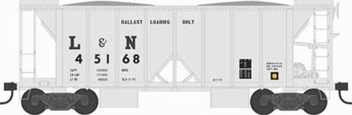 HO 70t 2-Bay Ballast Car L&N #45233/gry