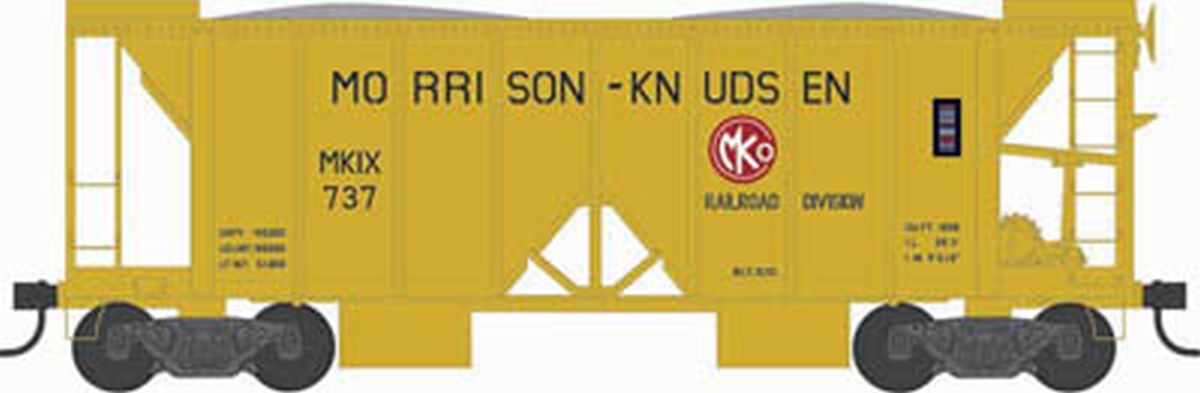 HO 70t 2-Bay Ballast Car Morrison Knudson #737/yel