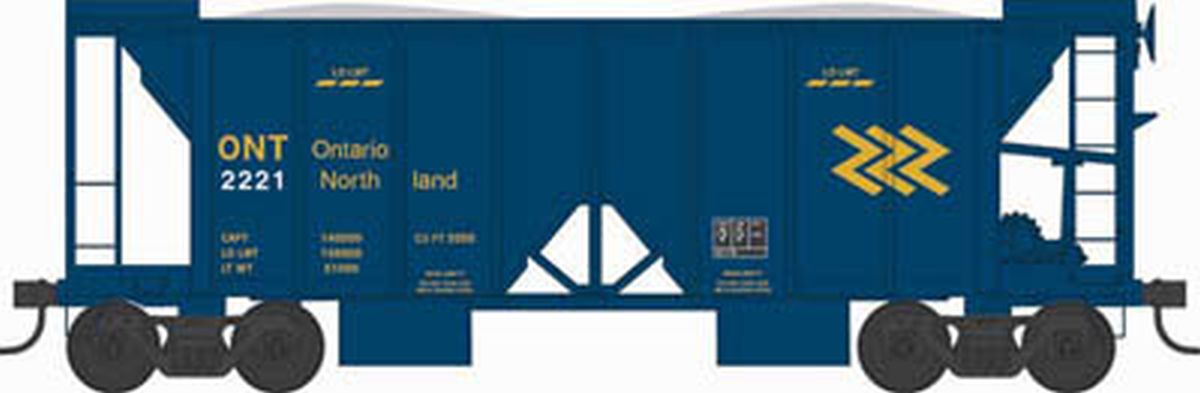 HO 70t 2-Bay Ballast Car Ontario Northland #2221/blu