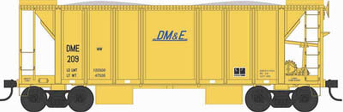 HO 70t 2-Bay Ballast Car DM&E #209/yel