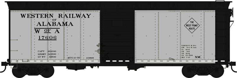 HO 40' Boxcar Western Ry. of Alabama #17606