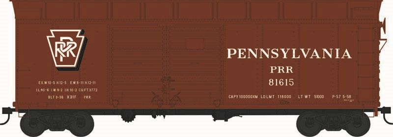 HO X31F 4-Dr Turtle Roof Boxcar PRR Shadow Keystone #81623