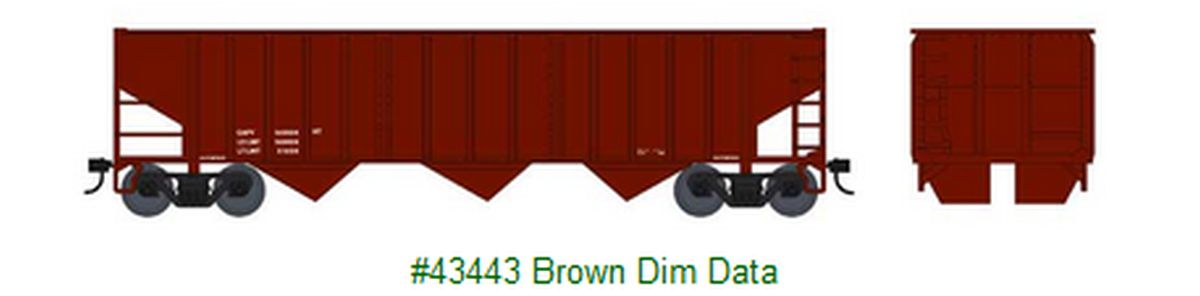 HO 70T 3-Bay Hopper Brown Dim Data