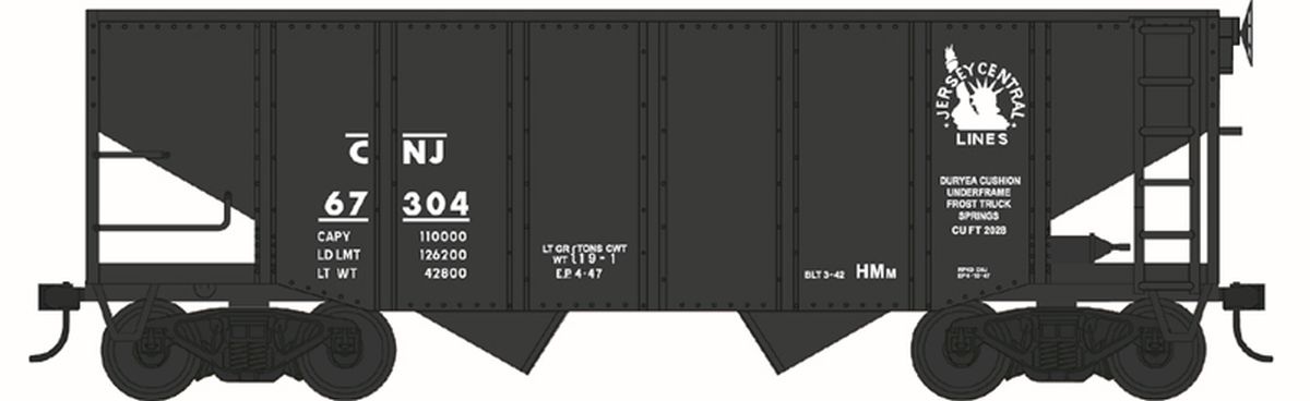 HO 55 Ton Fishbelly Hopper CNJ Rd #67389