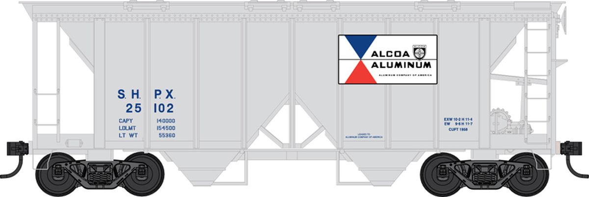HO 70 Ton 2 Bay Covered Hopper ALCO Aluminum Road #25104