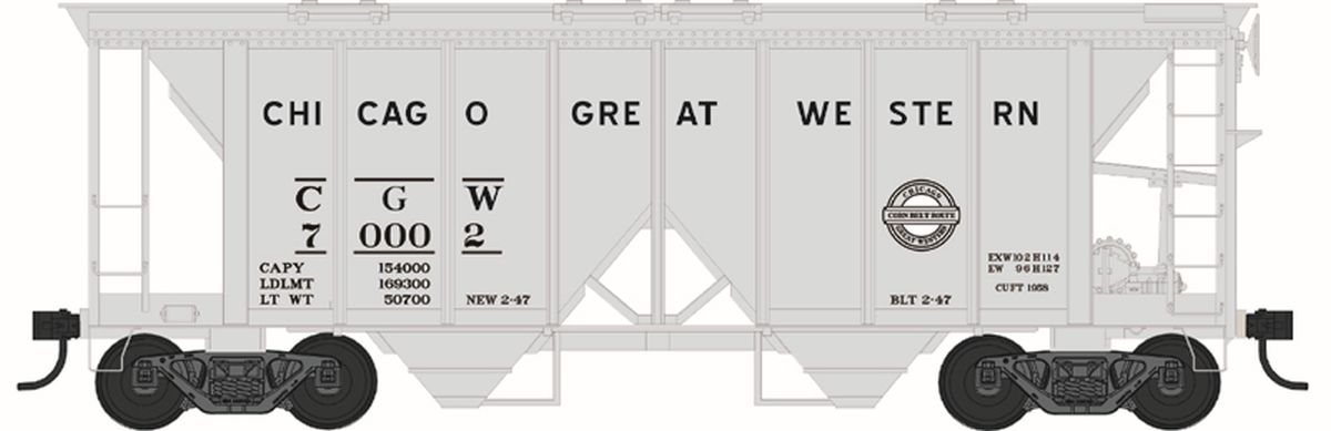 HO 70 Ton 2 Bay Covered Hopper CGW Road #70020