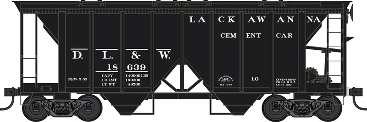 HO 70 Ton 2 Bay Covered Hopper D L &  W Road #18655