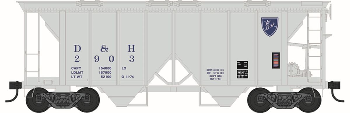 HO 70 Ton 2 Bay Covered Hopper D&H Road #2930