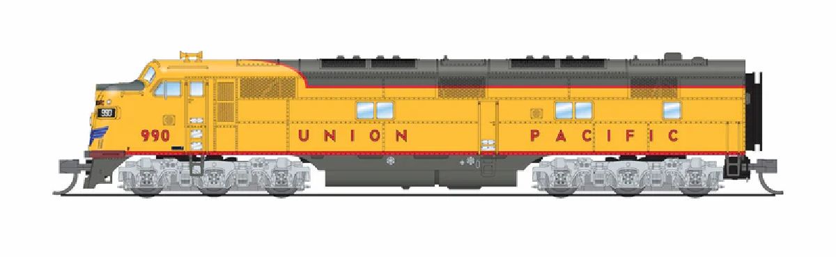 N EMD E7 A/B Set UP 990 / 990B Yellow & Gray 1960's Appearan