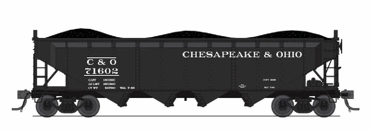 N ARA 70-ton 4-Bay Hopper C&O H7-13 Black & White 6-pack B