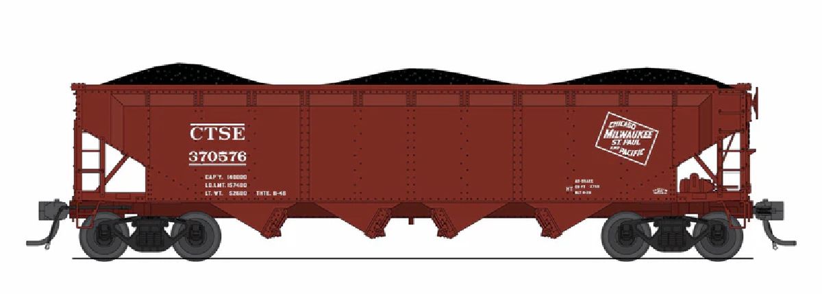 N ARA 70-ton 4-Bay Hopper MILW Oxide Red w/ White 6-pack A