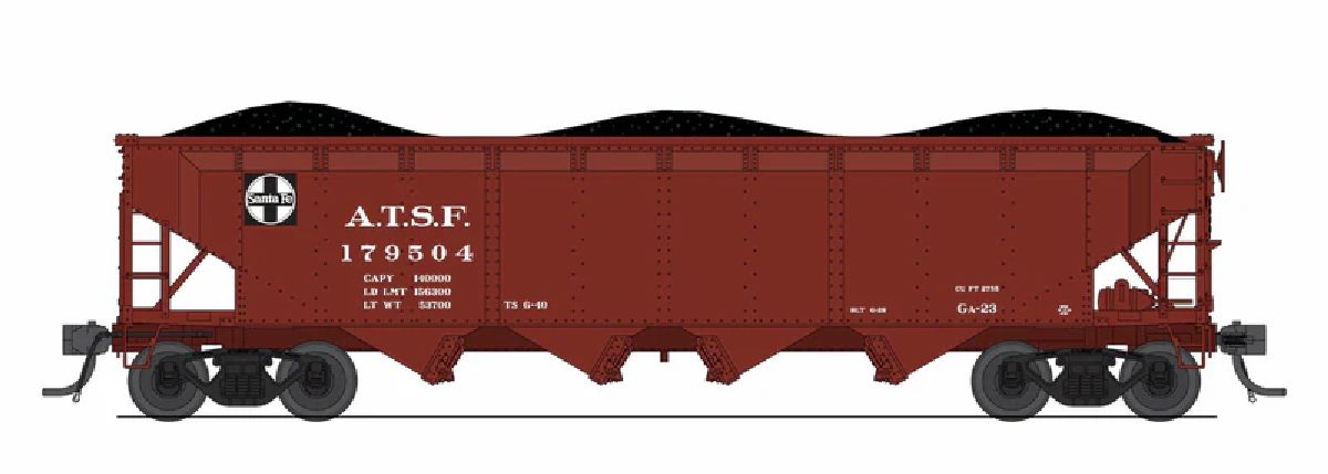 N ARA 70-ton 4-Bay Hopper ATSF Oxide Red w/ White 6-pack B
