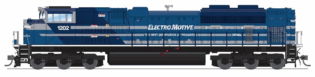 HO EMD SD70ACe EMD Demo 1202 Blue/Gray/White paint scheme No
