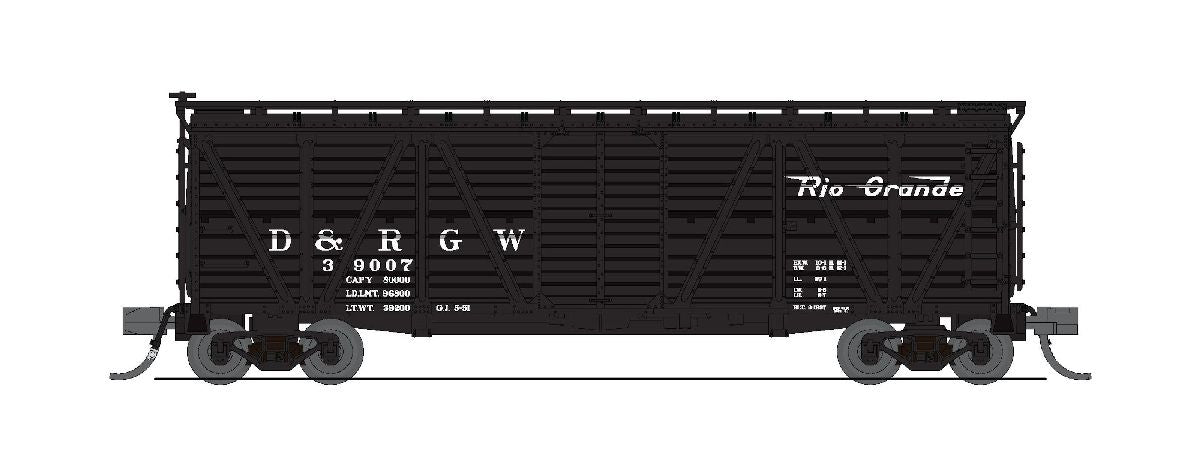 N 40' Wood Stock Car DRGW 39048 Black w/ White Hog Sounds