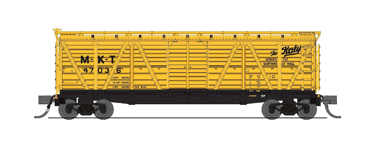 N 40' Wood Stock Car MKT 47242 Yellow w/ Black Hog Sounds