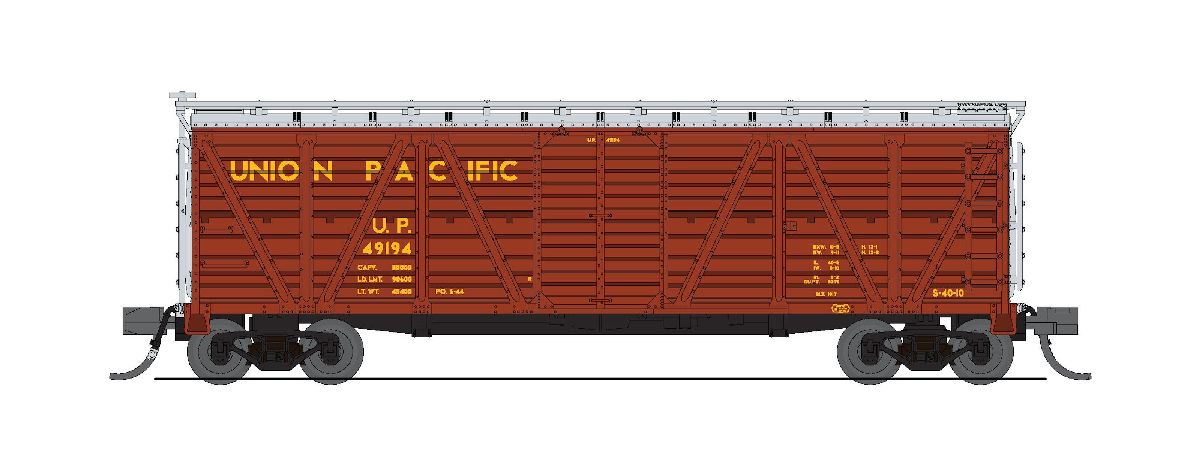 N 40' Wood Stock Car UP Red w/ Silver No Sound 2-pack (49397