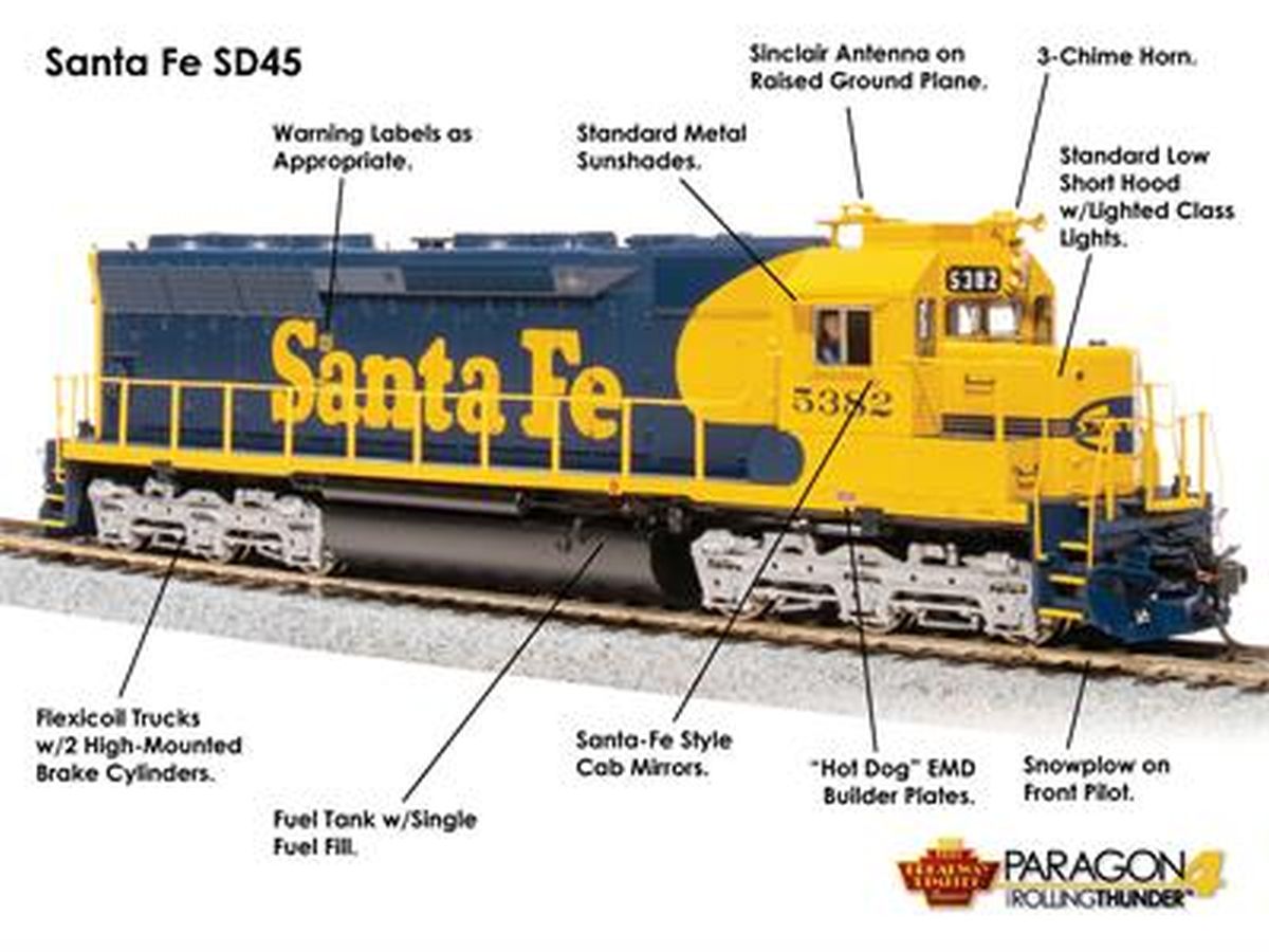 HO P4 SD45 Diesel SF #5382/Yellow Bonnet DC/DCC