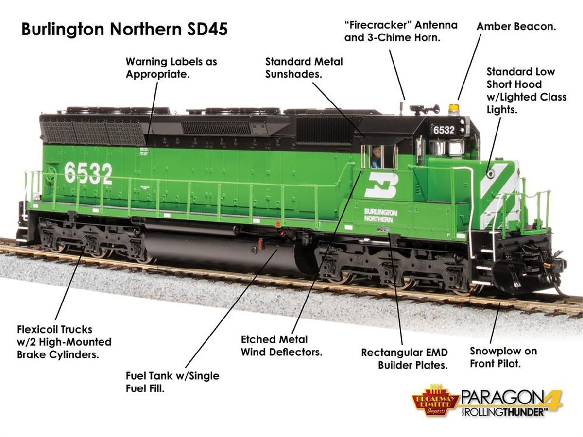 HO P4 SD45 Diesel BN #6538/grn&blk DC/DCC