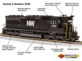 HO P4 SD45 Diesel N&W #1792/blk DC/DCC