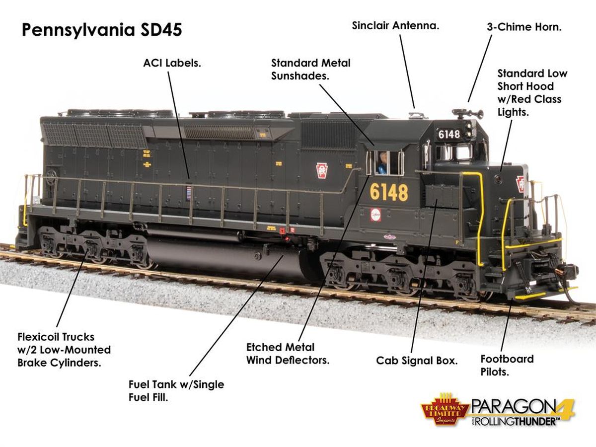 HO P4 SD45 Diesel PRR #6148/grn DC/DCC