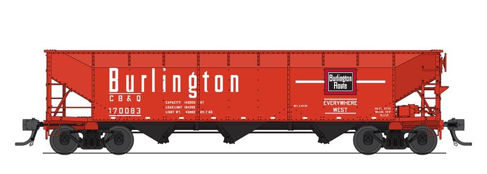 HO AAR 70t Hopper 4pk CB&Q/red