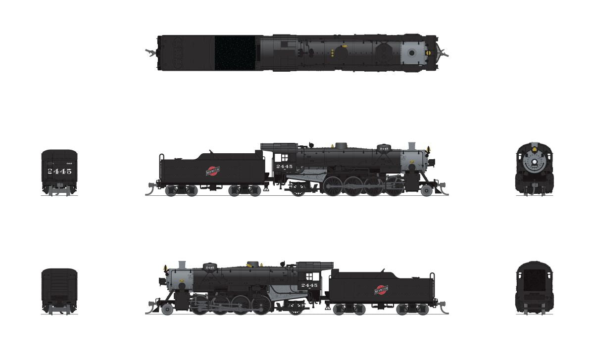 N USRA Lt.Mikado Steam Loco CNW #2445 DC/DCC Sound