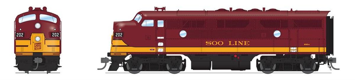 HO P4 F3A Diesel Soo #202A/maroon&gold DC/DCC Sound
